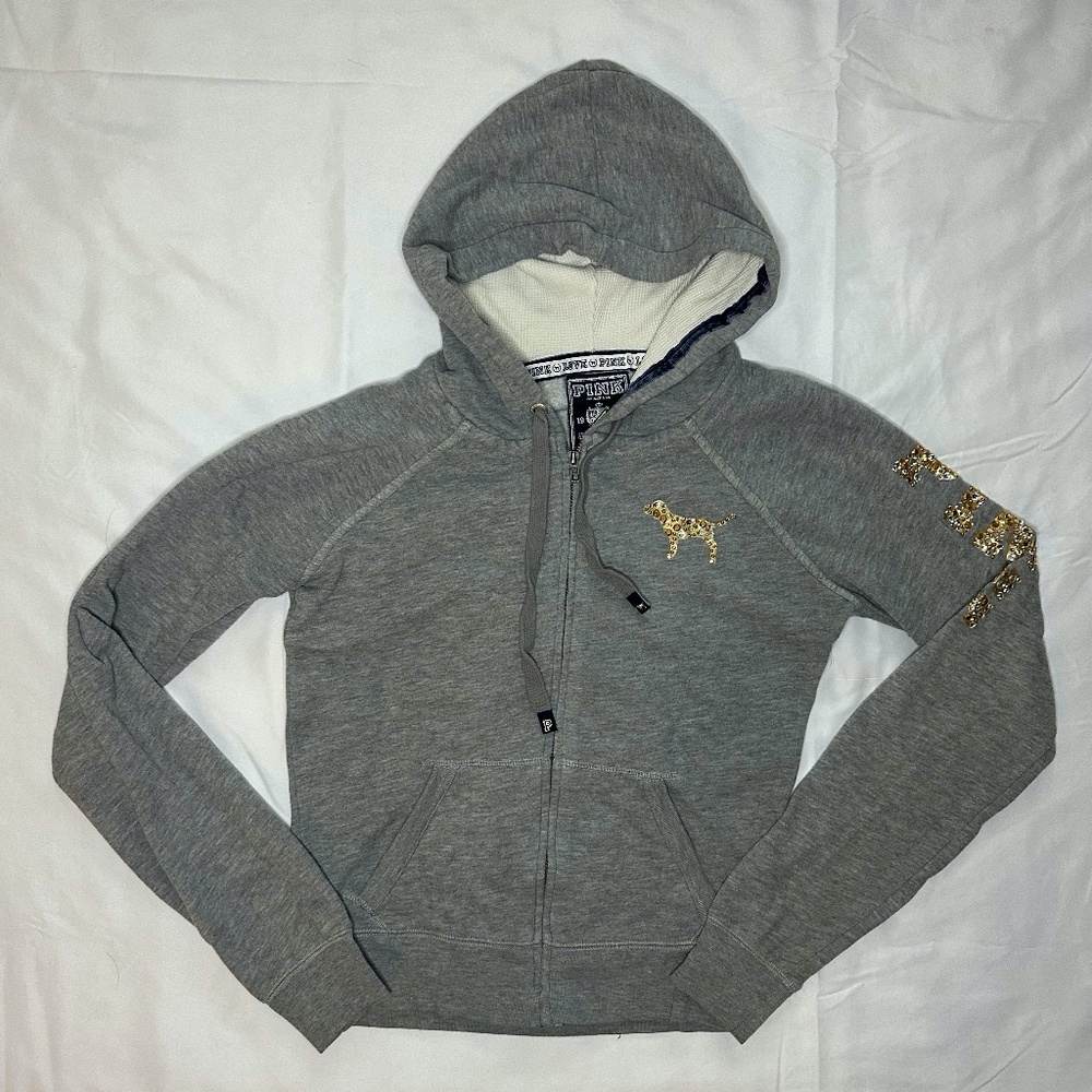 Pink Dark gray Peace Sign Hoodie